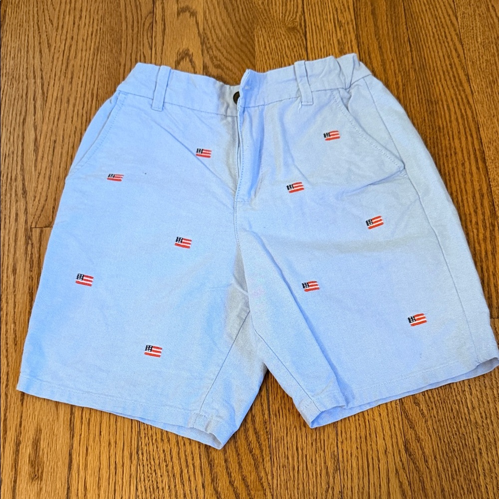 Janie & Jack  Light Blue Embroidered flag Shorts